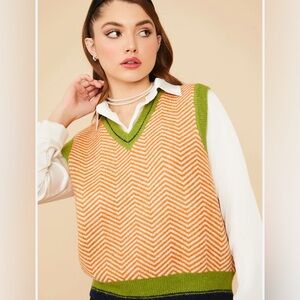 12th Tribe Herringbone V-Neck Sweater Vest